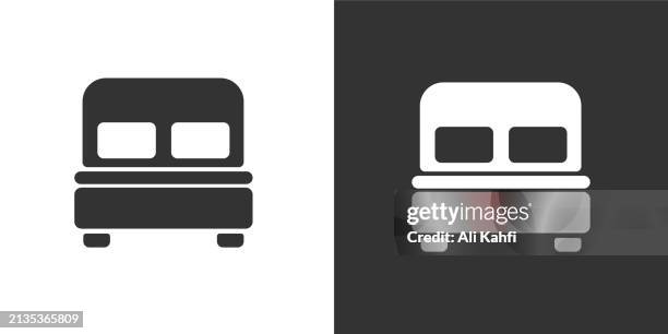 double bed solid icons. containing data, strategy, planning, research solid icons collection. vector illustration. for website design, logo, app, template, ui, etc - motel stock illustrations