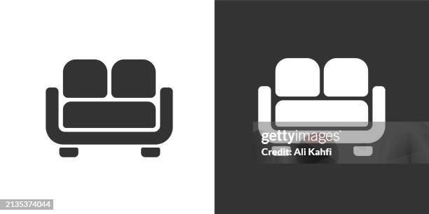 sofa solid icons. containing data, strategy, planning, research solid icons collection. vector illustration. for website design, logo, app, template, ui, etc - white couch stock illustrations