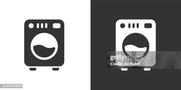 washing machine solid icons. containing data, strategy, planning, research solid icons collection. vector illustration. for website design, logo, app, template, ui, etc - linen stock illustrations