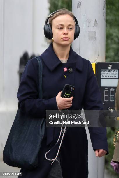 Lady Amelia Windsor walking through Chelsea on April 03, 2024 in London, England.