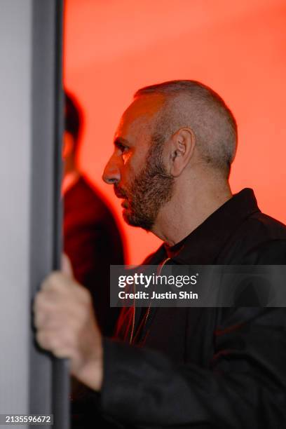 Fashion designer Alessandro Dell'Acqua is seen in backstage ahead of the N°21 fashion show during the Milan Fashion Week Womenswear Fall/Winter...