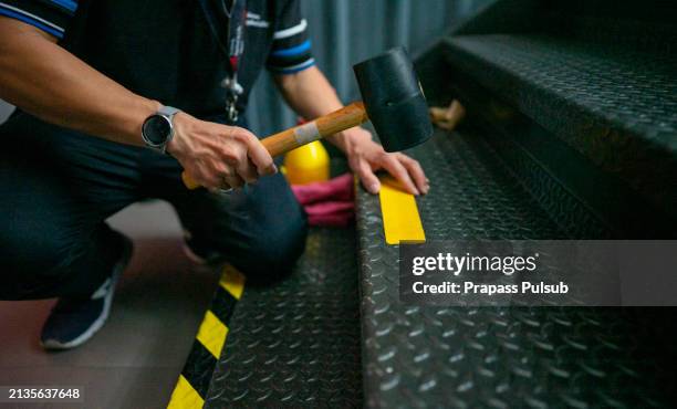 anti-slip floor tape - building storey stock pictures, royalty-free photos & images