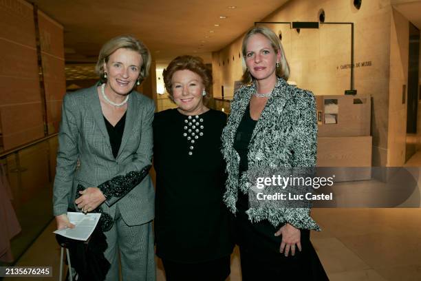 Baroness Antoinette Seilliere, Baroness Nadine de Rothschild and Ariane de Rothschild attend the Opening of the Exhibition Collection Rothschild at...