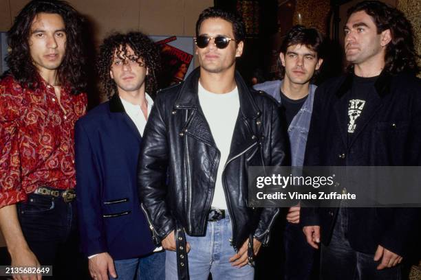 American-born Australian singer, songwriter and musician Johnny Diesel with his band The Injectors, United States, circa 1986. The band comprises...