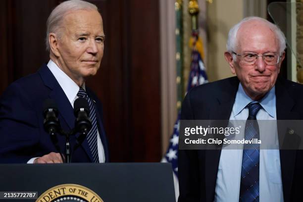 President Joe Biden and Senate Health, Education, Labor and Pensions Committee Chairman Bernie Sanders deliver remarks about their work to lower the...