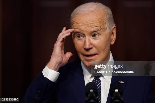 President Joe Biden delivers remarks about his administration's work to lower the cost of breathing treatments for asthma and COPD patients during an...