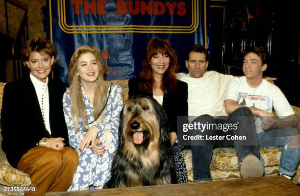 The cast of the American television sitcom 'Married... With Children', Amanda Bearse , Christina Applegate , Katey Segal , Ed O'Neill and David...