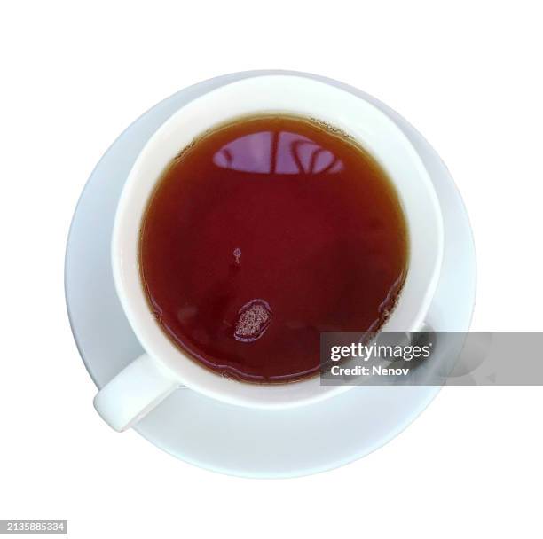 cup of tea on white background - herbal tea stock pictures, royalty-free photos & images
