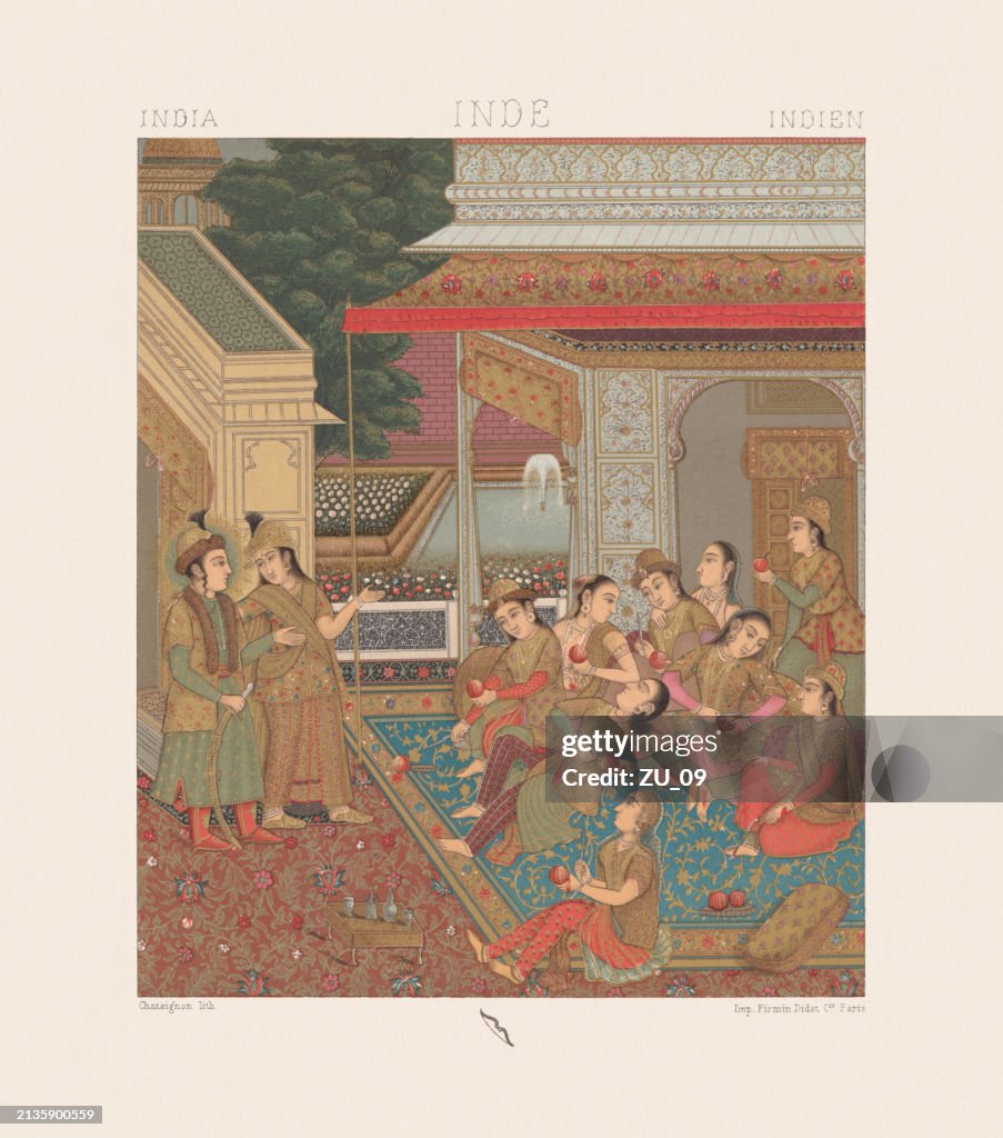 Inner courtyard of an Indian harem, facsimile (chromolithograph), published 1888