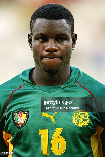 Portrait of Valery Mezague of Cameroon during the Confederations Cup Group B match between USA and Cameroon on June 23, 2003 at the Stade Gerland in...