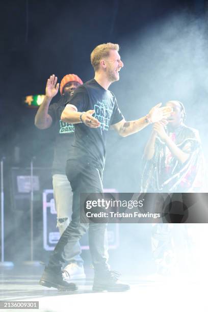 Kids perform on stage during the Kidz Bop Never Stop Live tour on April 03, 2024 in London, England.
