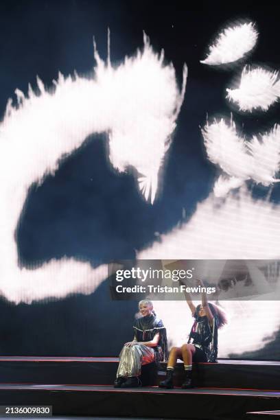 Kids perform on stage during the Kidz Bop Never Stop Live tour on April 03, 2024 in London, England.