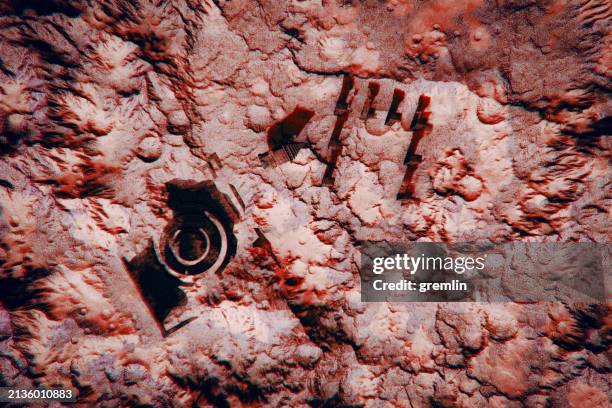 ruins of ancient structures on distant exo planet surface - planeta extrassolar imagens e fotografias de stock