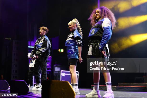 Kids perform on stage during the Kidz Bop Never Stop Live tour on April 03, 2024 in London, England.