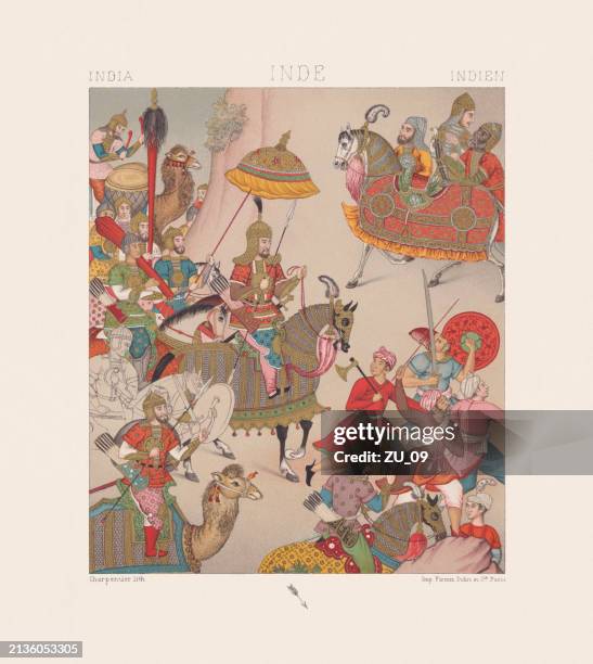 illustrazioni stock, clip art, cartoni animati e icone di tendenza di bahur (1483-1530), 1° imperatore moghul dell'india, commolitografo, pubblicato nel 1888 - cultura-persiana