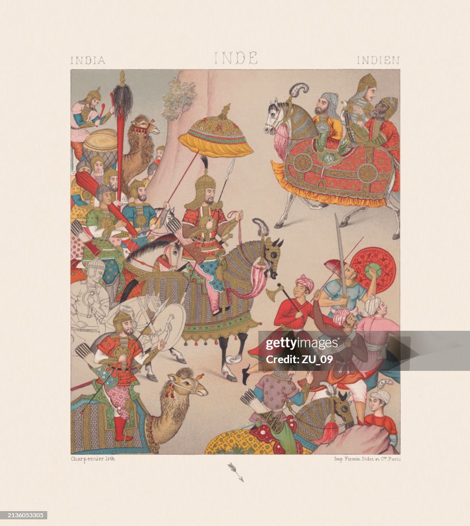 Bahur (1483-1530), 1st Mughal emperor of India, chomolithograph, published 1888