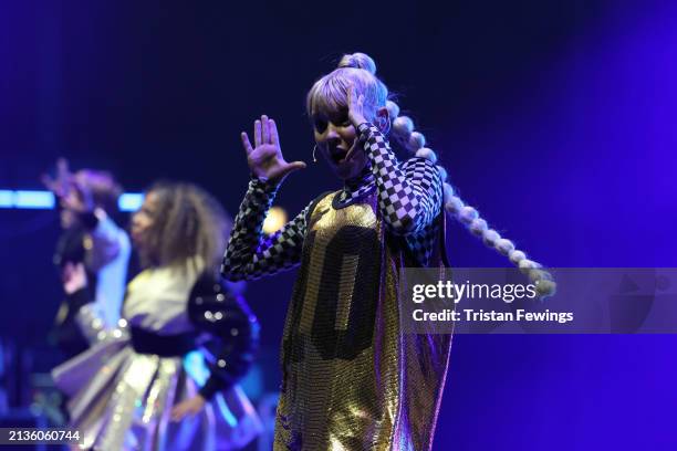 Kids perform on stage during the Kidz Bop Never Stop Live tour on April 03, 2024 in London, England.