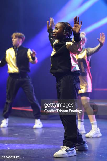 Kids perform on stage during the Kidz Bop Never Stop Live tour on April 03, 2024 in London, England.