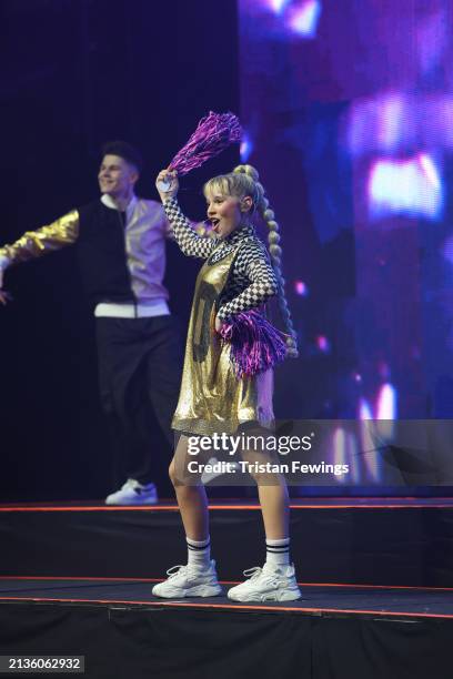 Kids perform on stage during the Kidz Bop Never Stop Live tour on April 03, 2024 in London, England.