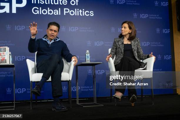 Host, Washington Post's columnist and NYT best-selling author Fareed Zakaria and SIPA's Dean Keren Yarhi-Milo speak during a book talk for Fareed...