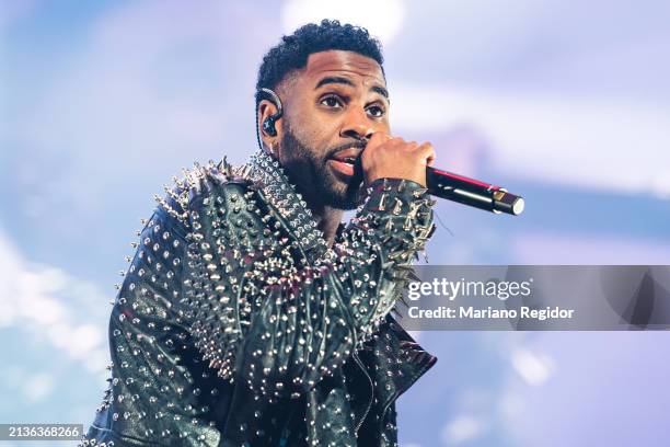 Jason Derulo performs on stage at Wizink Center on April 03, 2024 in Madrid, Spain.