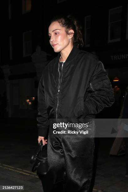 Noomi Rapace seen on a night out at Chiltern Firehouse on April 03, 2024 in London, England.