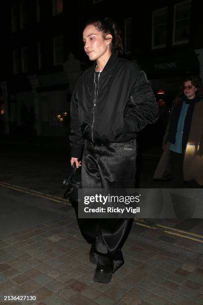 Noomi Rapace seen on a night out at Chiltern Firehouse on April 03, 2024 in London, England.