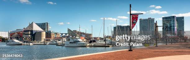 baltimore maryland downtown city waterfront and inner harbour by the patapsco river - inner harbor baltimore stock pictures, royalty-free photos & images
