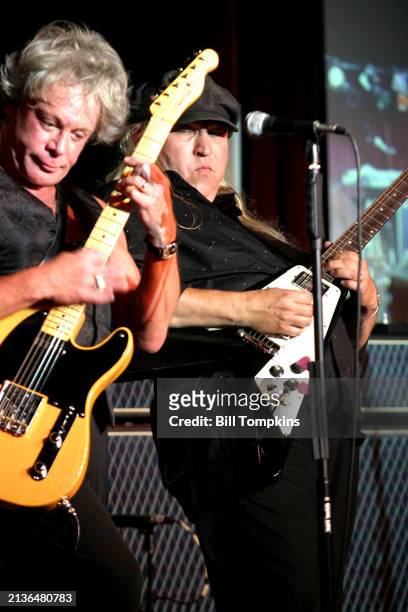 Eric Carmen, lead singer and Wally Bryson , lead guitarist of classic rock band The Raspberries performing at club BB KINGS on July 23, 2005 in New...