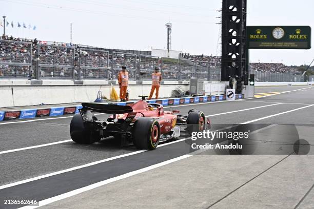Carlos SAINZ driving the Scuderia SF-24 Ferrari, is seen in the pit lane during the last Free practice F1 Grand Prix of Japan at Suzuka International...