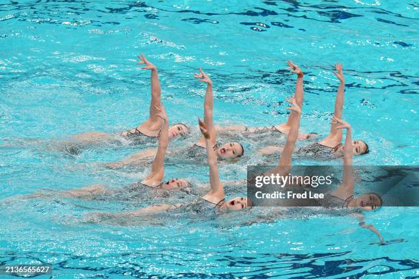 Team China competes in the Team Free final on day two of The World Aquatics Artistic Swimming World Cup Beijing 2024 at Water Cube on April 6, 2024...