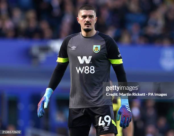 Burnley goalkeeper Arijanet Muric during the Premier League match at Goodison Park, Liverpool. Picture date: Saturday April 6, 2024.