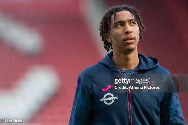 Bashir Humphreys of Swansea City during the Sky Bet Championship match between Middlesbrough and Swansea City at the Riverside Stadium on April 06,...