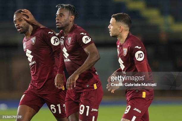 Duvan Zapata of Torino FC celebrates after scoring a goal during the Serie A TIM match between Empoli FC and Torino FC - Serie A TIM at Stadio Carlo...