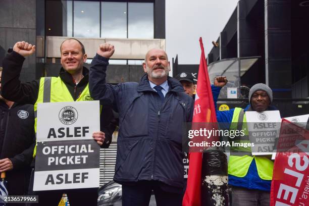 Mick Whelan , General Secretary of ASLEF union, joins the picket outside Euston Station as train drivers stage a fresh round of strikes over pay.