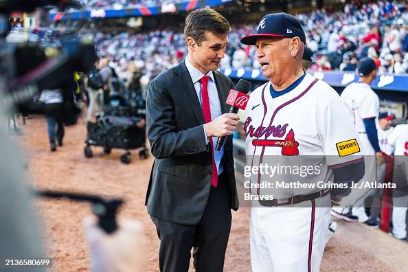 Bally sports reporter Wiley Ballard interviews Brian Snitker of the ...