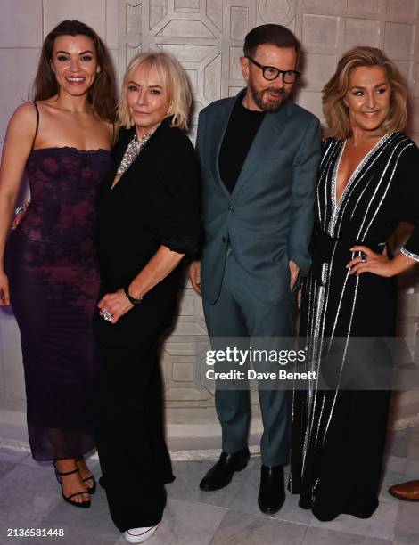 Stevie Doc, Producer Judy Craymer, Björn Ulvaeus and Mazz Murray attend an after party celebrating the 25th anniversary of "MAMMA MIA!" in London's...