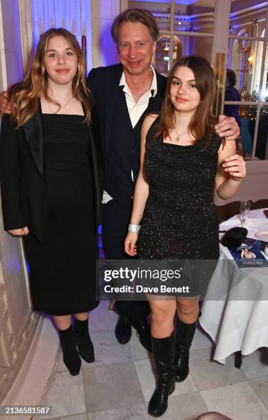 Giles Martin and guests attend an after party celebrating the 25th anniversary of "MAMMA MIA!" in London's West End at The Waldorf Hilton Hotel on...