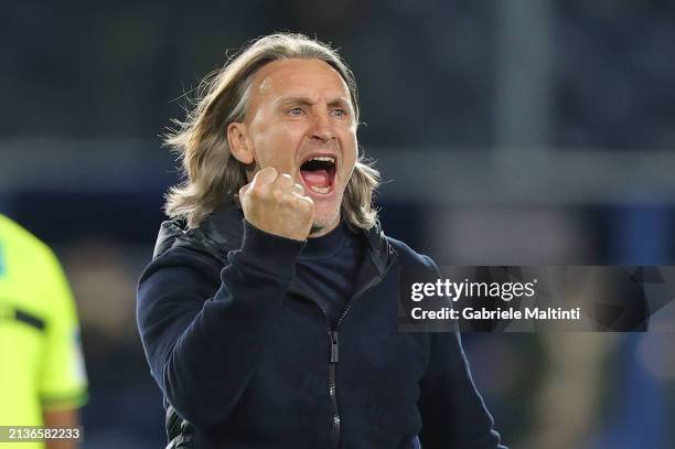 Head coach Davide Nicola of Empoli FC celebrates the victory after during the Serie A TIM match between Empoli FC and Torino FC - Serie A TIM at...