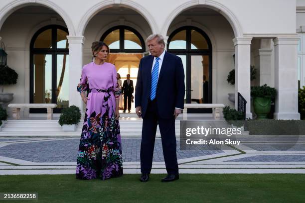 Republican presidential candidate, former US President Donald Trump, arrives at the home of billionaire investor John Paulson, with former first lady...