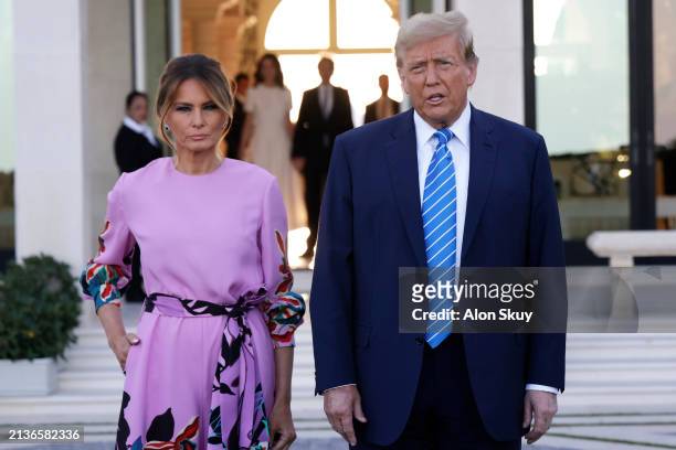 Republican presidential candidate, former US President Donald Trump, arrives at the home of billionaire investor John Paulson, with former first lady...