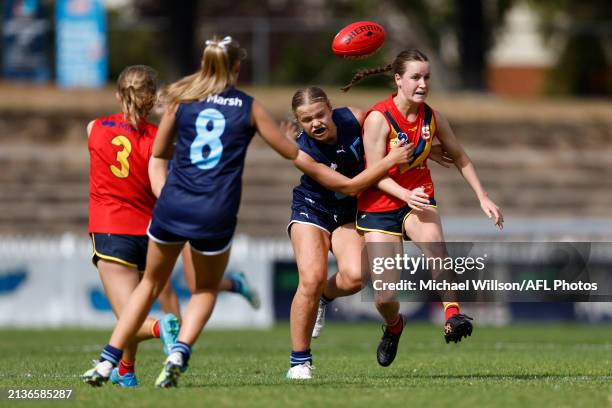 Emma Charlton of South Australia. In action during the AFLW 2024 Under 16 Girls Championships match between South Australia and Vic Metro at Prospect...