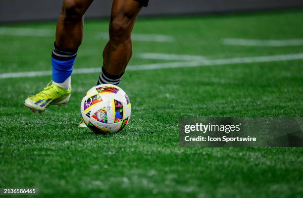 Montréal players with the ball during a MLS matchup between CF Montréal and the Seattle Sounders on April 6, 2024 at Lumen Field in Seattle, WA.