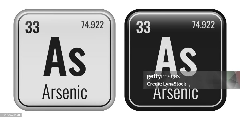 Arsenic symbol. Chemical element of the periodic table. Vector illustration isolated on white background. Glass sign.