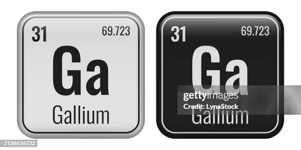 gallium symbol. chemical element of the periodic table. vector illustration isolated on white background. glass sign. - periodic table of elements stock illustrations