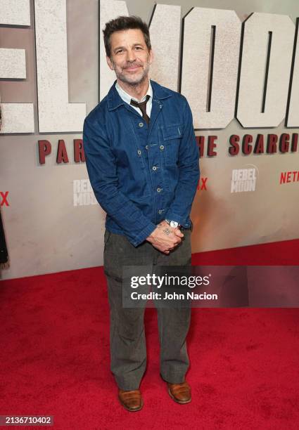 Zack Snyder attends Netflix's "Rebel Moon - Part Two: The Scargiver" album release party at Knockdown Center on April 03, 2024 in Queens, New York.