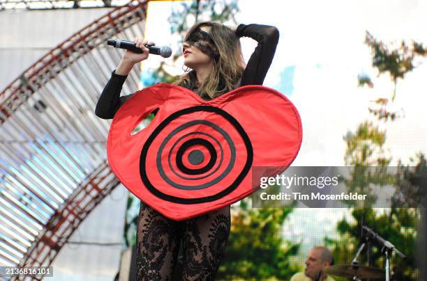 Sabina Sciubba of Brazilian Girls performs during the Treasure Island Music festival on October 18, 2009 in San Francisco, California.