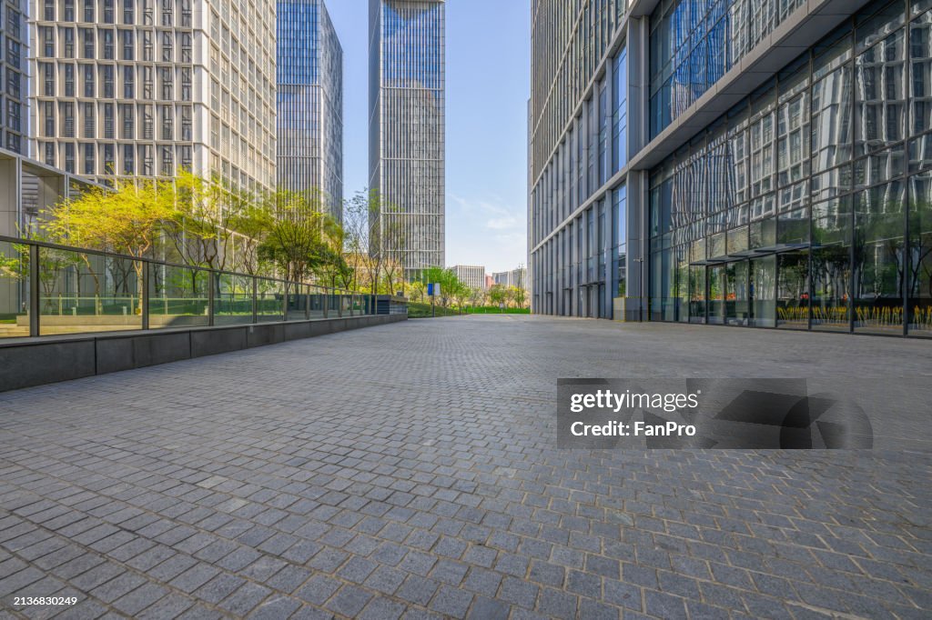 Empty road in modern eco city