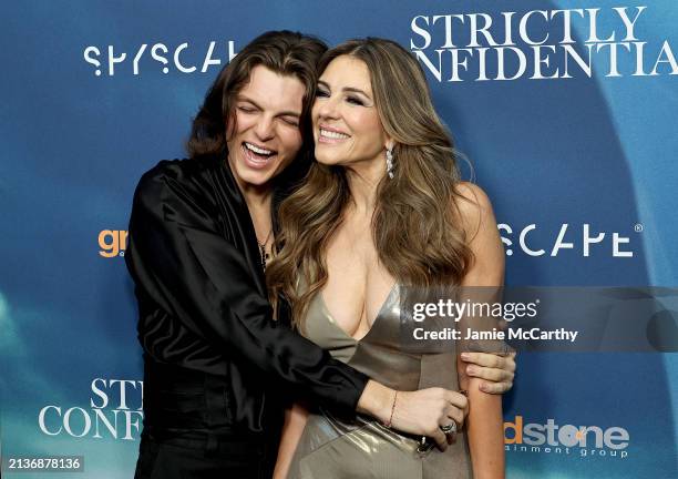 Damian Hurley and Elizabeth Hurley attend the "Strictly Confidential" Special Screening at The Robin Williams Center on April 03, 2024 in New York...