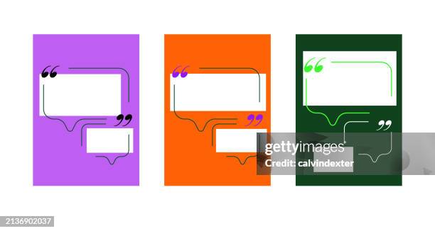 illustrazioni stock, clip art, cartoni animati e icone di tendenza di set di sfondi delle citazioni - citazione